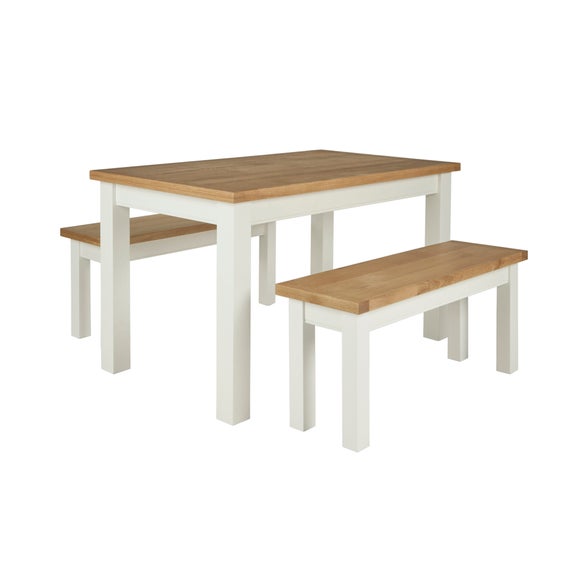Compton Ivory Dining Table and Bench Set | Dunelm