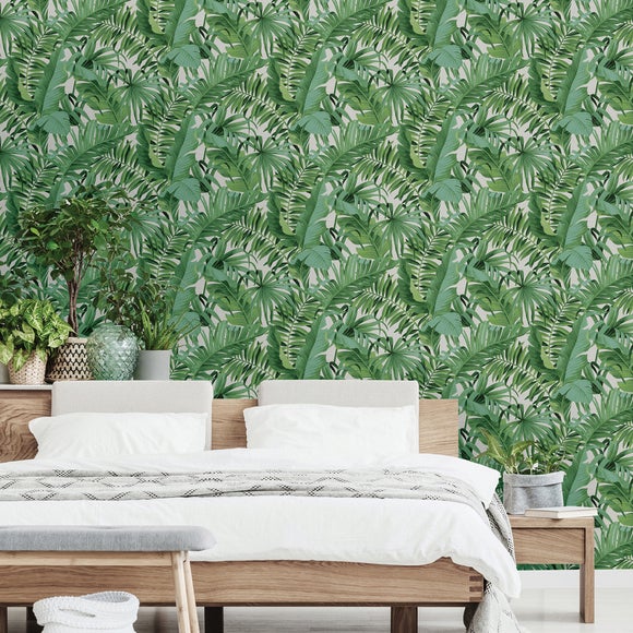 NuWallpaper Maui Green Self Adhesive Wallpaper Dunelm