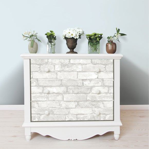 NuWallpaper Brick Grey Self Adhesive Wallpaper | Dunelm