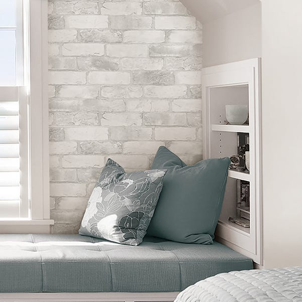 Nuwallpaper Loft White Brick Self Adhesive Wallpaper Dunelm - Brick Wallpaper Bedroom