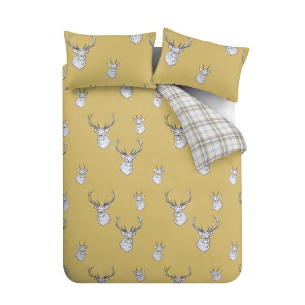 Catherine Lansfield Stag Ochre Duvet, Grey Stag Bedding Super King Size