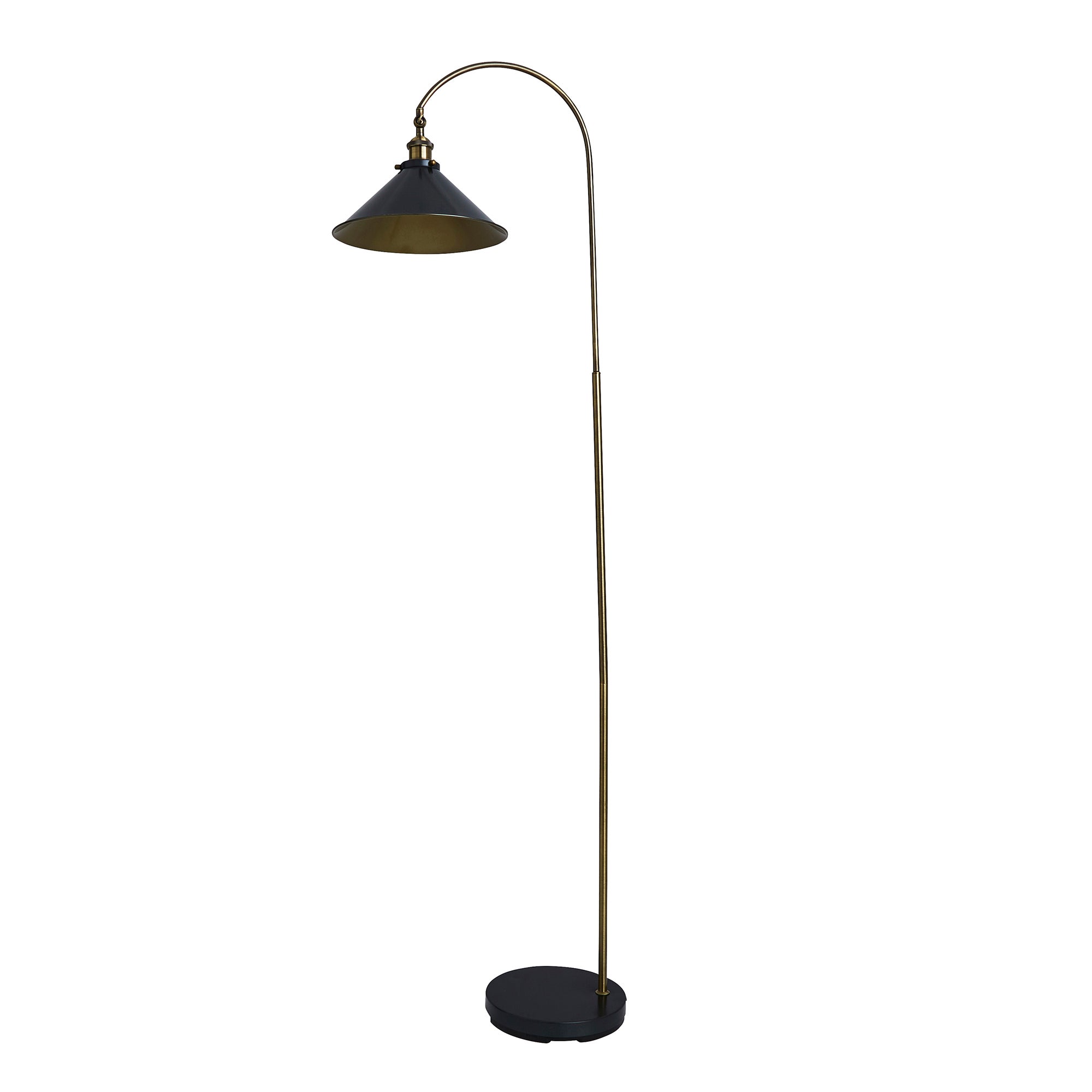 Logan Grey Industrial Floor Lamp Dark industrial Nickel, Antique Brass