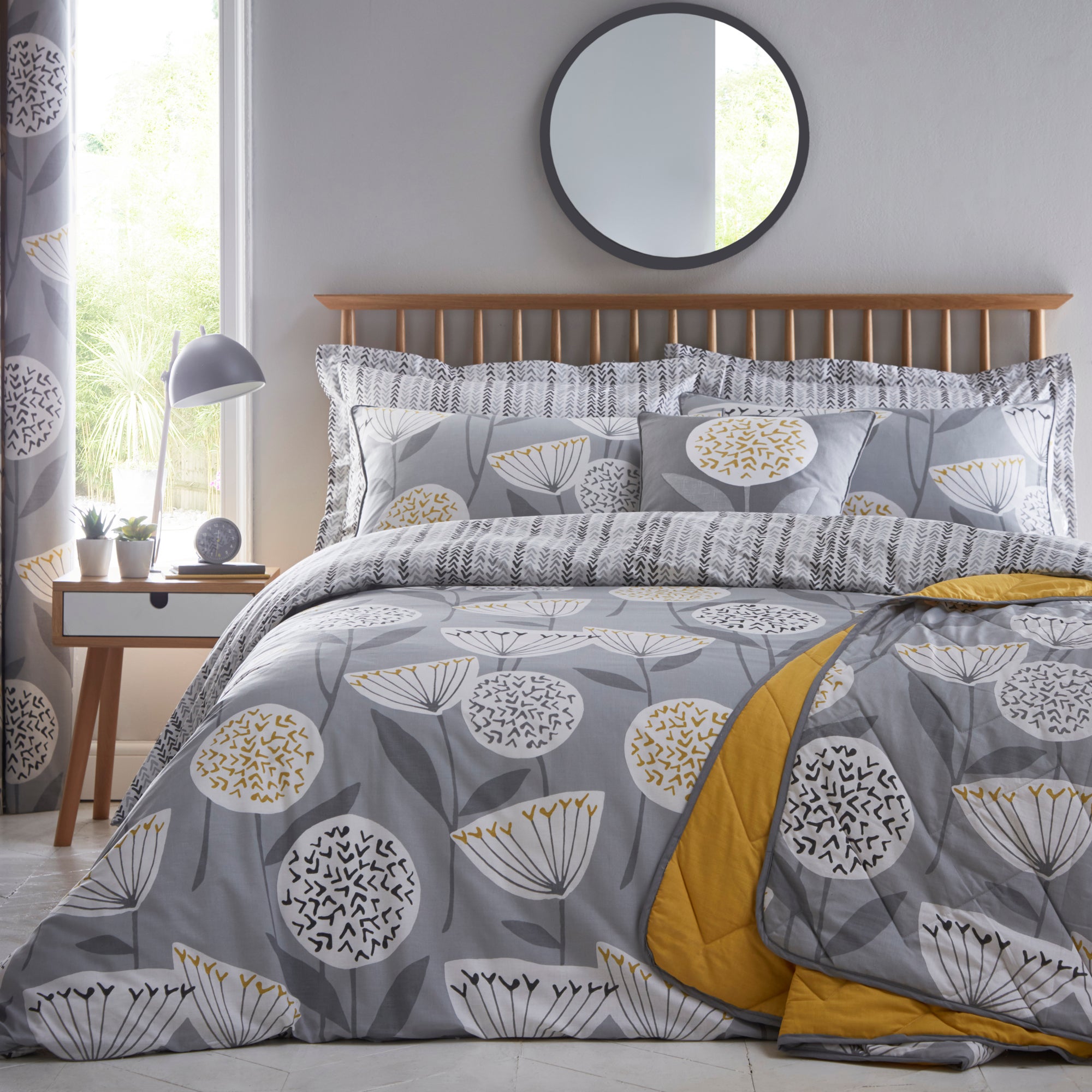 Elements Emmott Grey Bedspread Dunelm