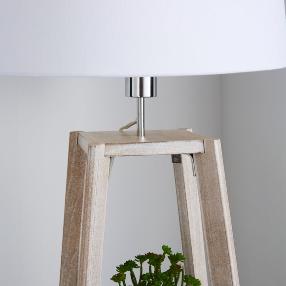 Beaumont Plant Stand Natural Wood Floor Lamp Dunelm