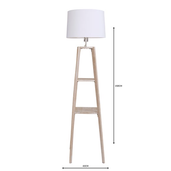 Beaumont Plant Stand Natural Wood Floor Lamp Dunelm