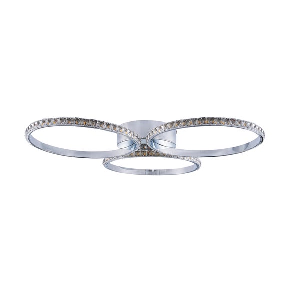 oraylia 3 light integrated led hoops jewel chrome ceiling fitting