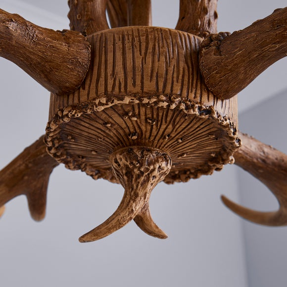 Antler 4 Light Candelabra Wood Effect Ceiling Fitting Dunelm