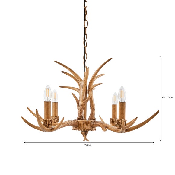 Antler 4 Light Candelabra Wood Effect Ceiling Fitting Dunelm