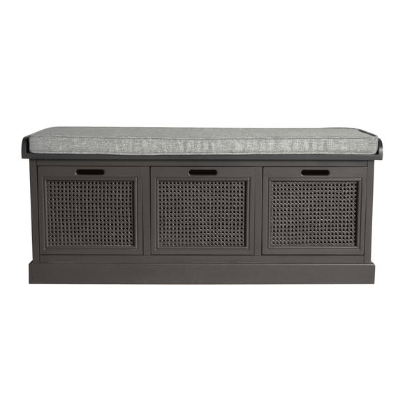Lucy Cane Charcoal Storage Bench Dunelm