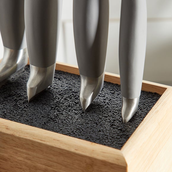 Grey Knife Block with Five Knives Dunelm