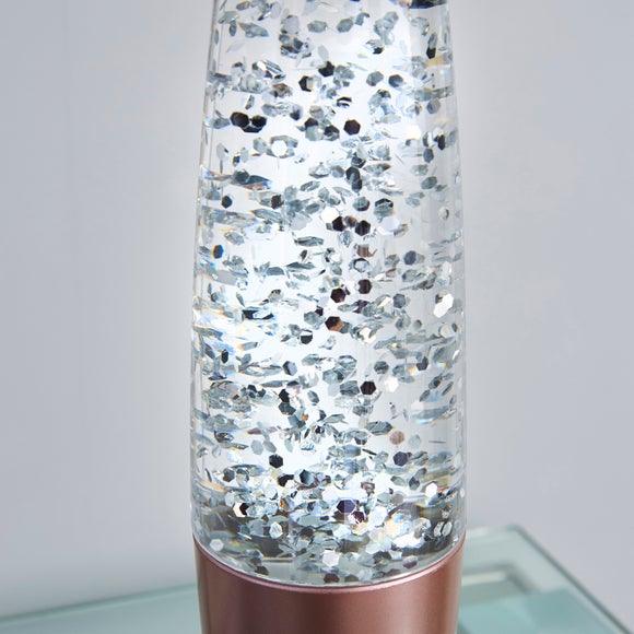 Rose Gold Glitter Lamp Dunelm