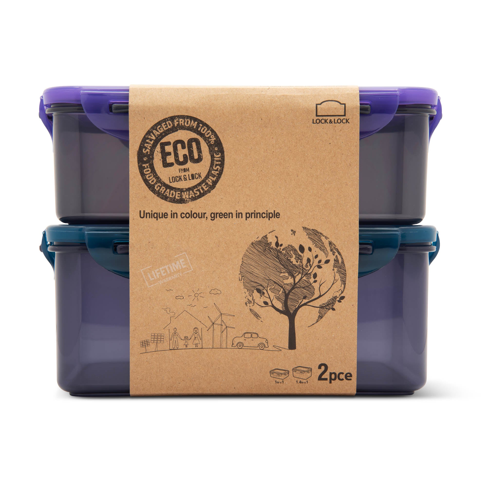  Lock  Lock  Pack of 2 Eco  Food Storage Containers Dunelm