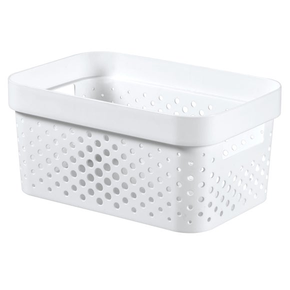2 Units Size M 11L and 2 Units Size L 17L Curver Infinity Set of 4 Baskets with Recycled Lid White 