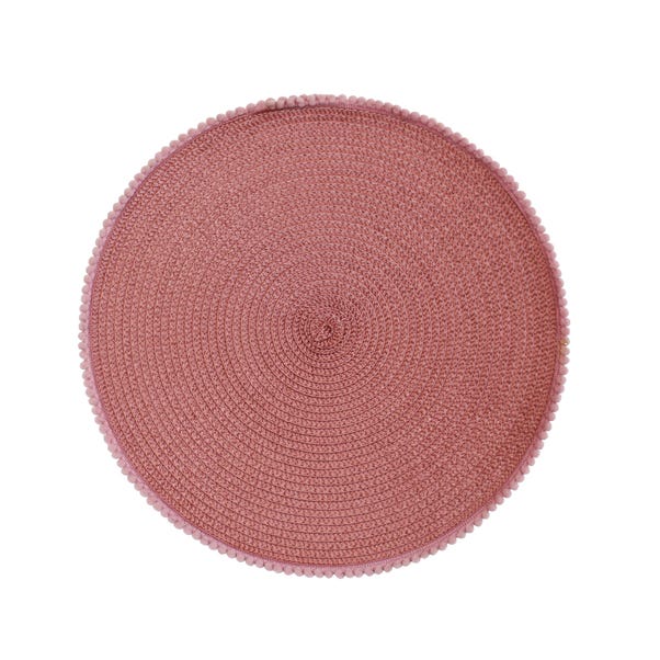 Pack Of 2 Round Woven Blush Pink Pom Trim Placemats Dunelm Pack Of 2 Round Woven Blush Pink Pom, Pink Round Placemats