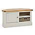 Compton Ivory Corner TV Stand with Baskets Ivory