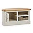 Compton Ivory Corner TV Stand with Baskets Ivory