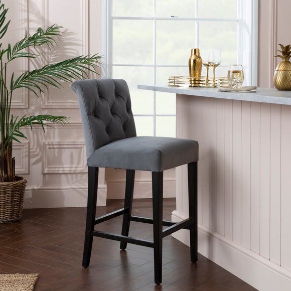 newbury bar stool grey velvet