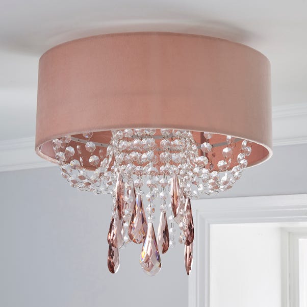 Halle 1 Light Blush Pink Shade Flush Ceiling Fitting Dunelm - Dunelm Ceiling Lights Pink