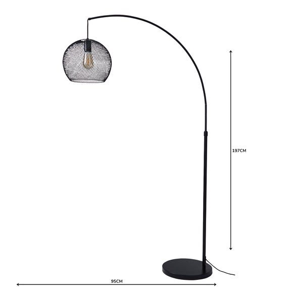 damien black arc floor lamp