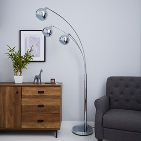 Herm 3 Arm Arc Chrome Floor Lamp Dunelm Herm 3 Arm Arc Chrome Floor Lamp Dunelm, Chrome Curved Arm Floor Lamp