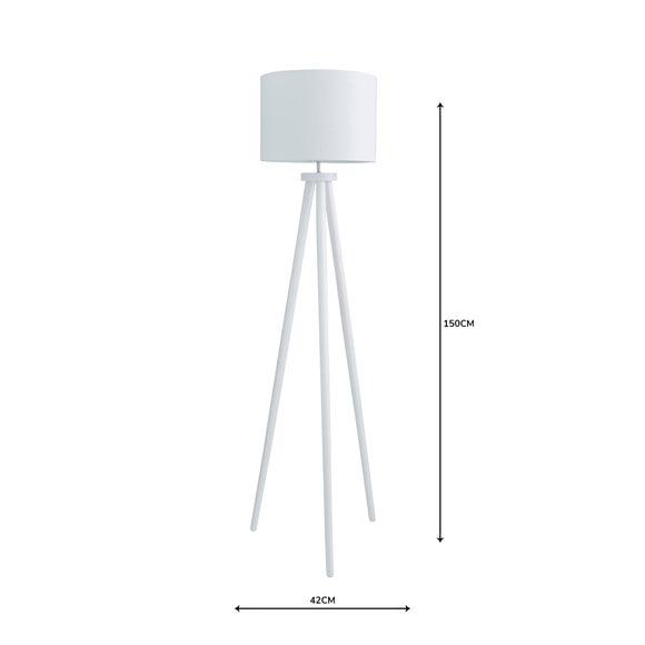 Jandia Wooden Tripod White Floor Lamp Dunelm