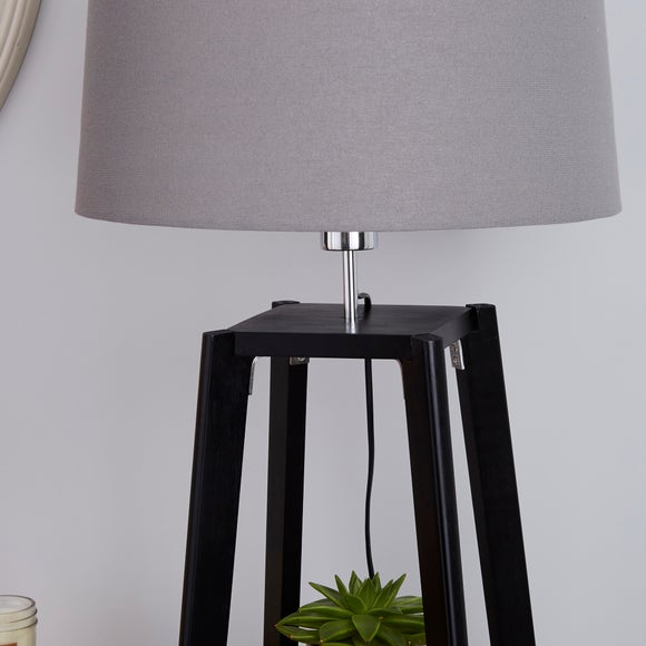 beaumont wood tripod plant black floor lamp