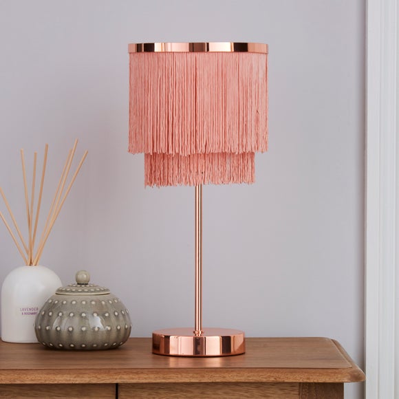 pink fringe table lamp