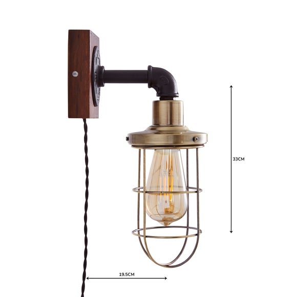 milas black industrial wall light