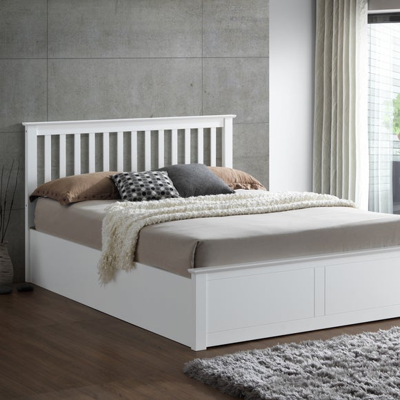 Malmo White Wooden Ottoman Bed Dunelm
