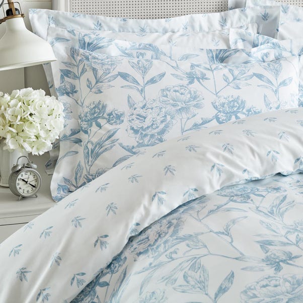 Holly Willoughby Etta Blue 100% Cotton Reversible Duvet Cover and Pillowcase Set  undefined