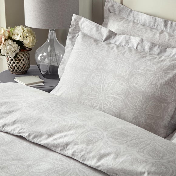 Holly Willoughby Zuri Grey 100% Cotton Duvet Cover and ...