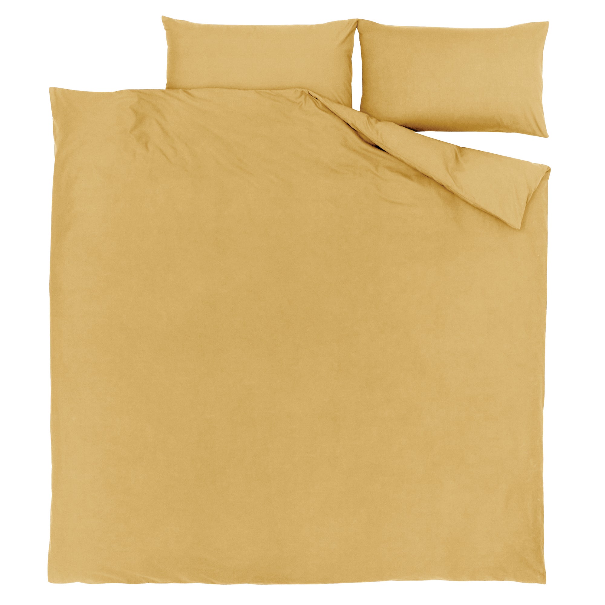 Non Iron Plain Dye Mustard Duvet Cover | Dunelm