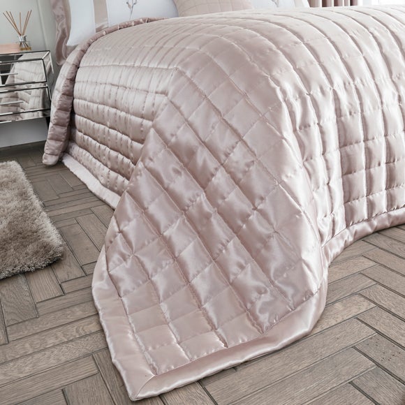 pink satin quilted bedspread