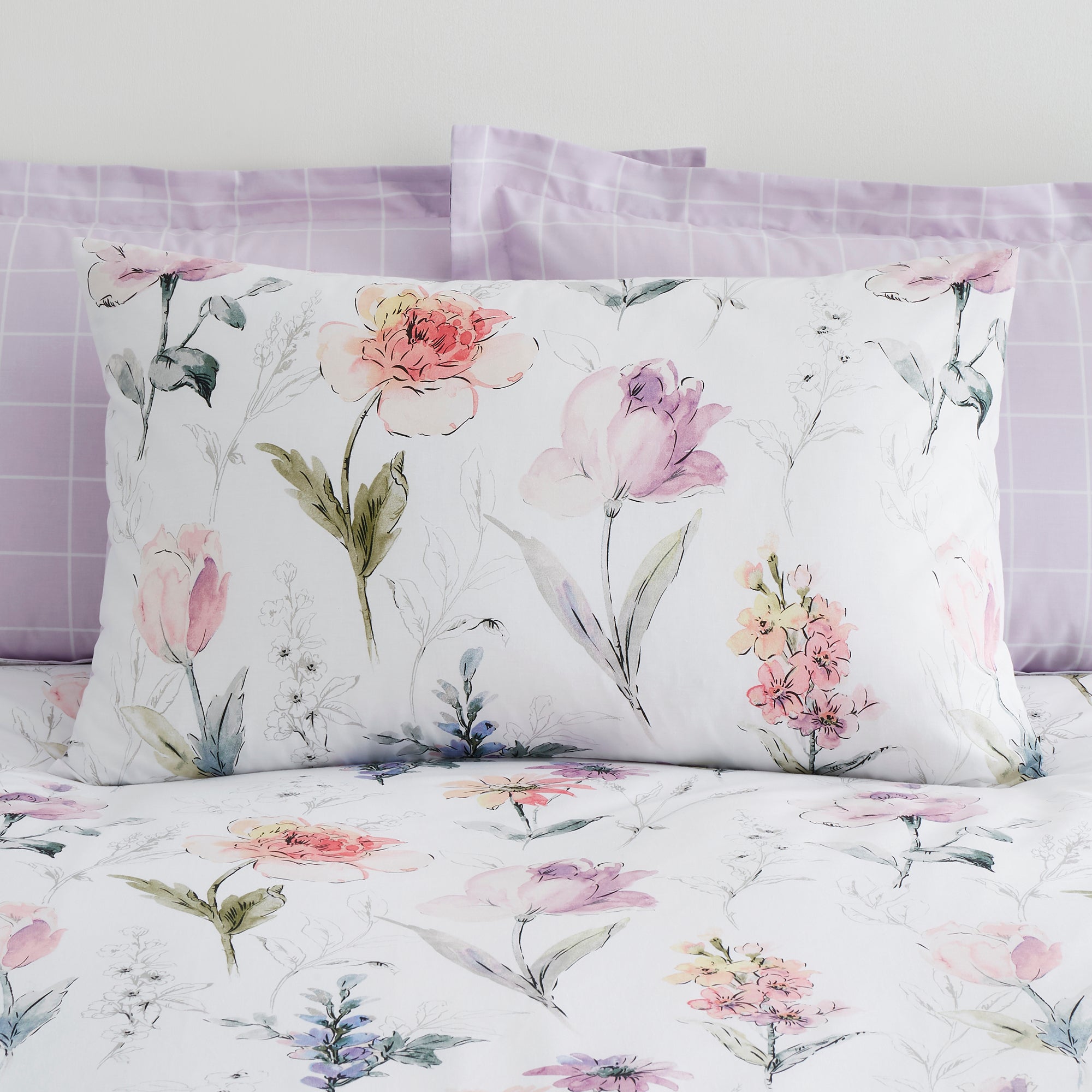 Bryony Purple Reversible Duvet Cover and Pillowcase Set ...