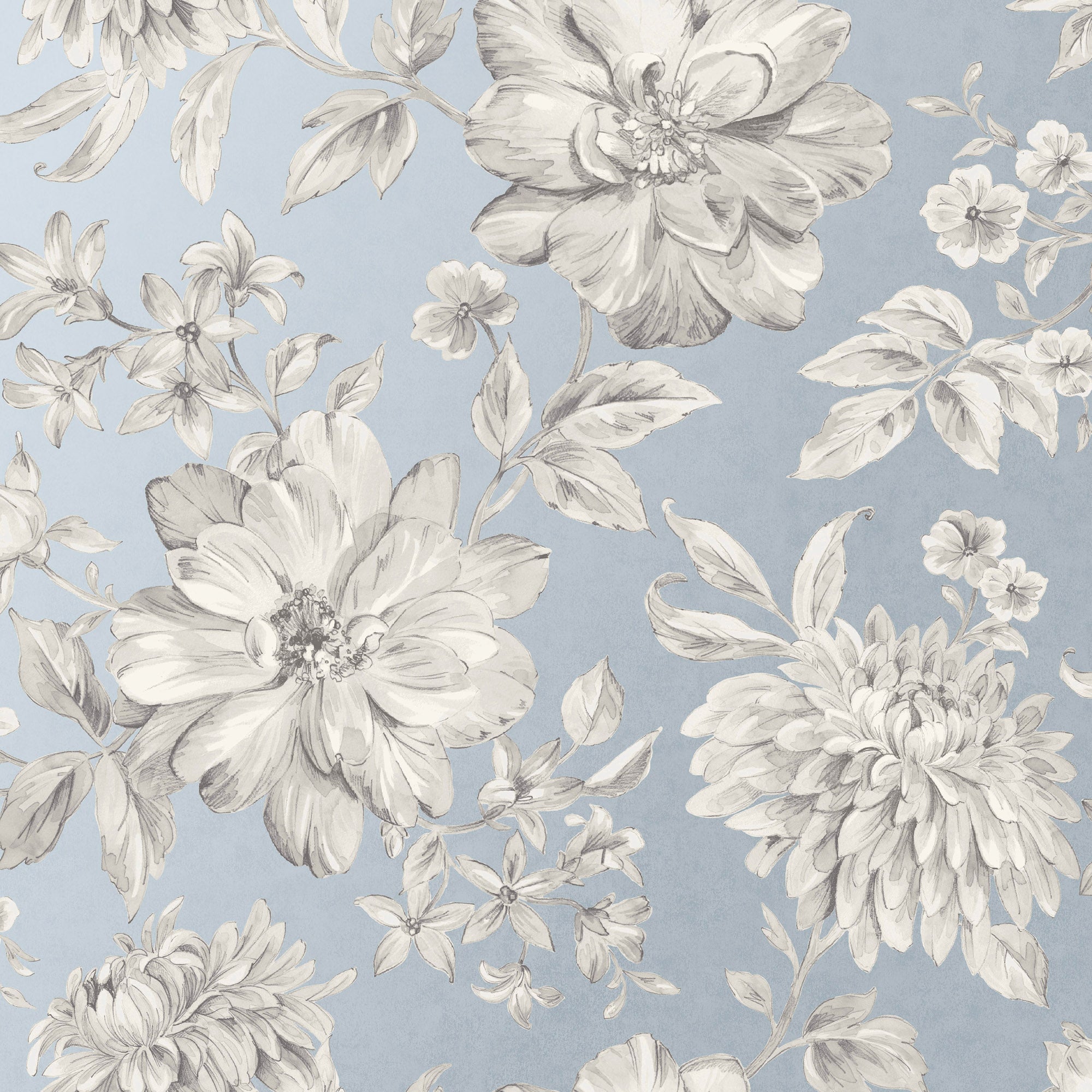 Lucia Blue Floral Wallpaper | Dunelm