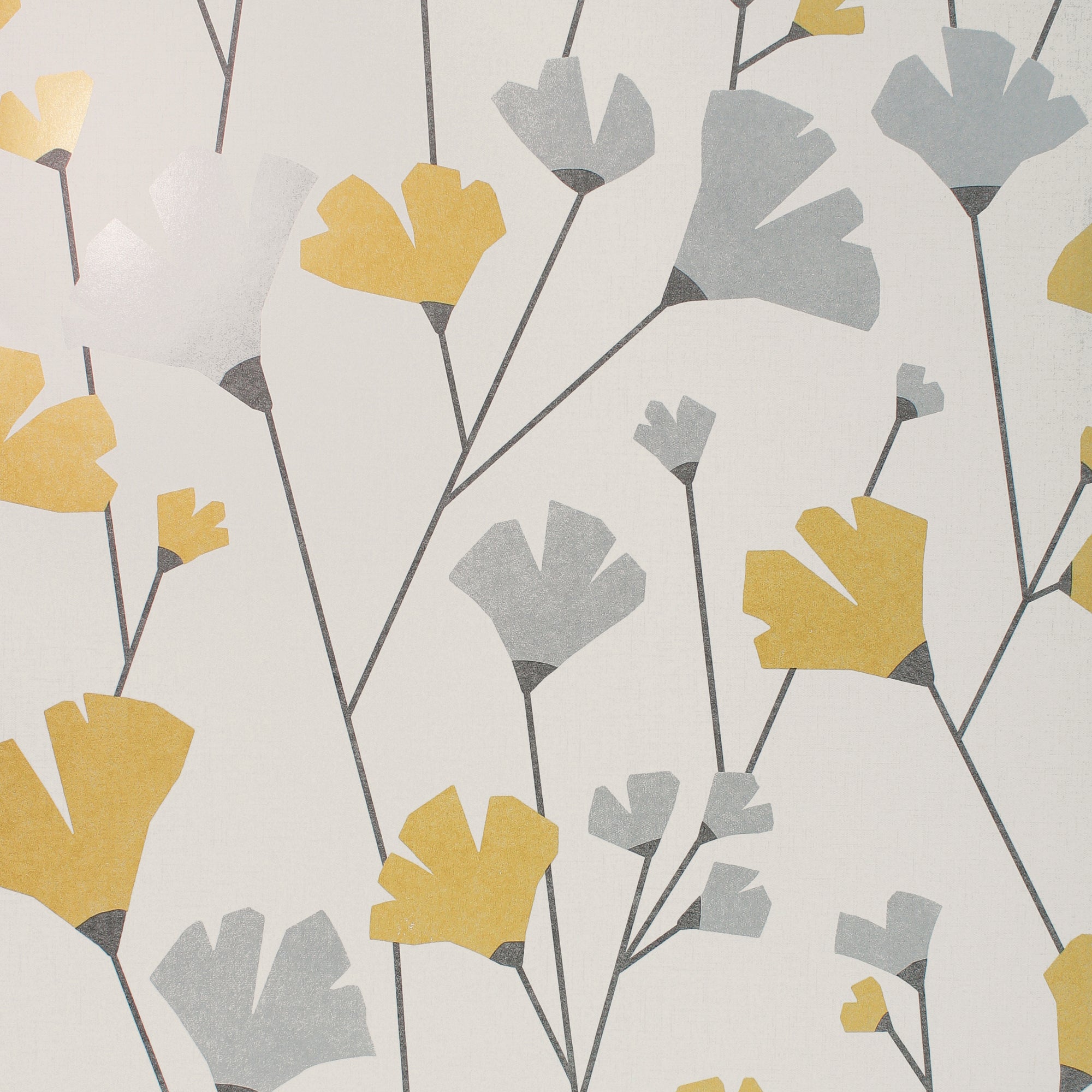 Scandi Mustard Floral Wallpaper | Dunelm