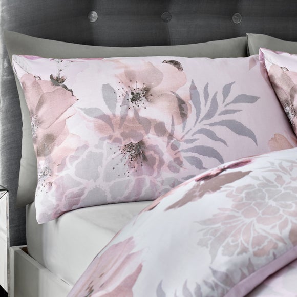 catherine lansfield dramatic floral blush duvet cover and pillowcase set