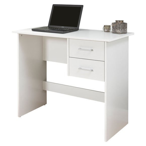 large desk with filing cabinet