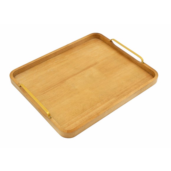 Wooden Tray with Handles Dunelm