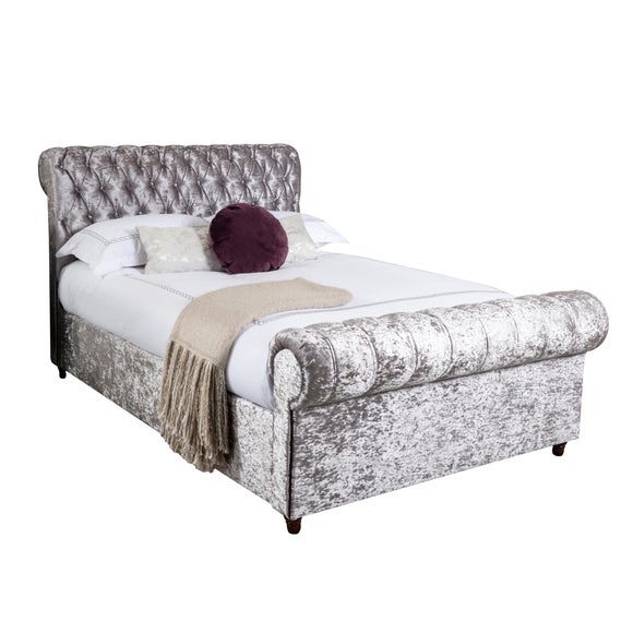 Fabio Crushed Velvet Silver Bed Frame Dunelm