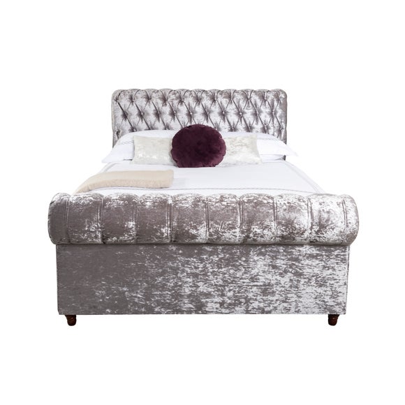 Fabio Crushed Velvet Silver Bed Frame Dunelm