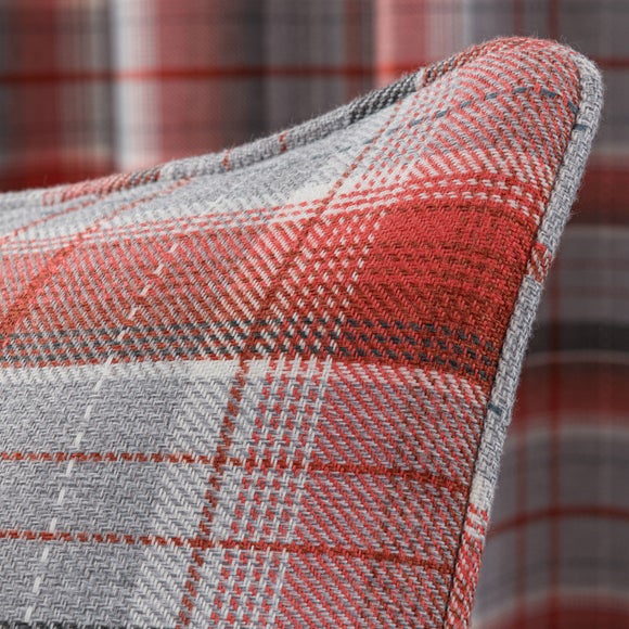 Inverness Check Red Cushion Dunelm