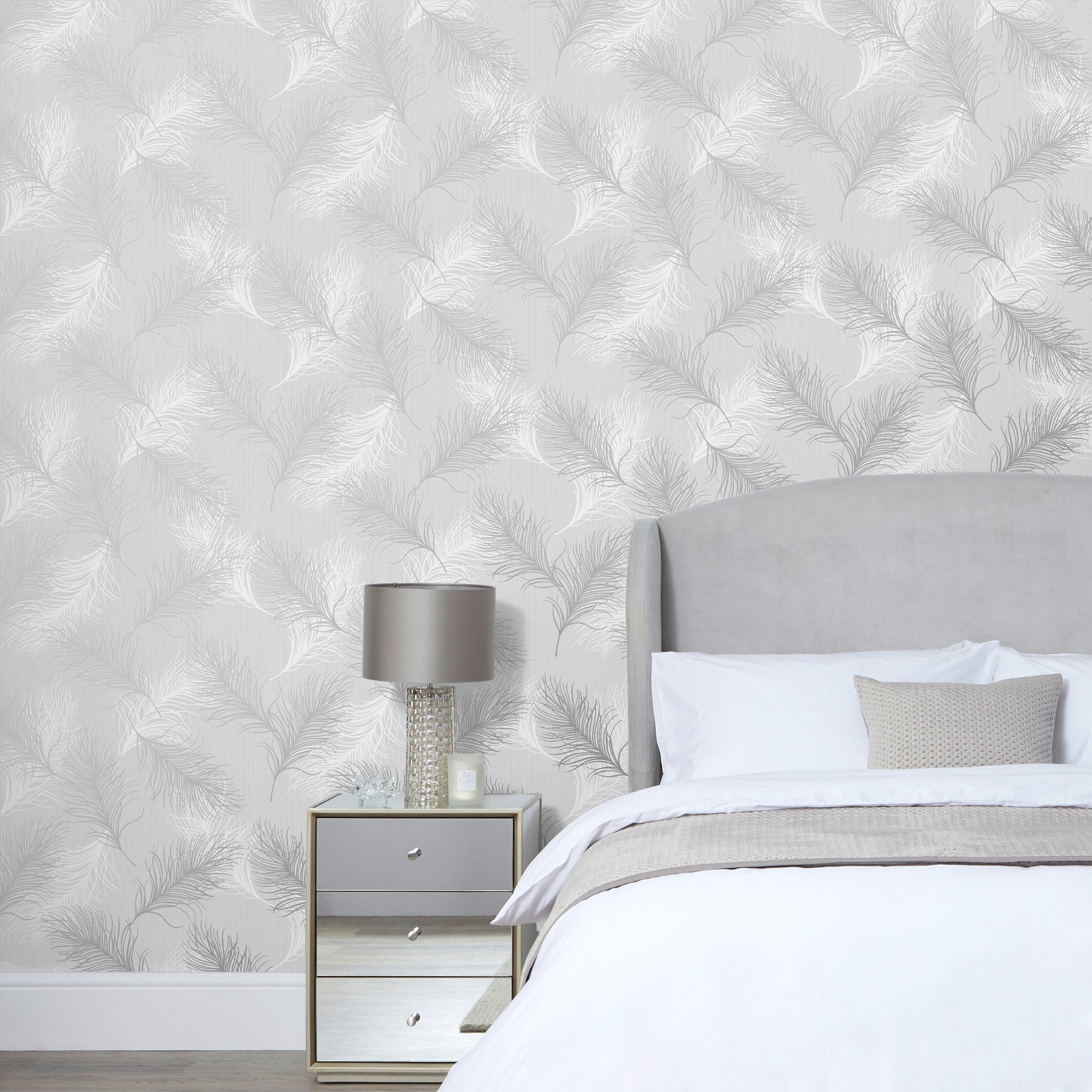 Feather Silver Wallpaper Dunelm
