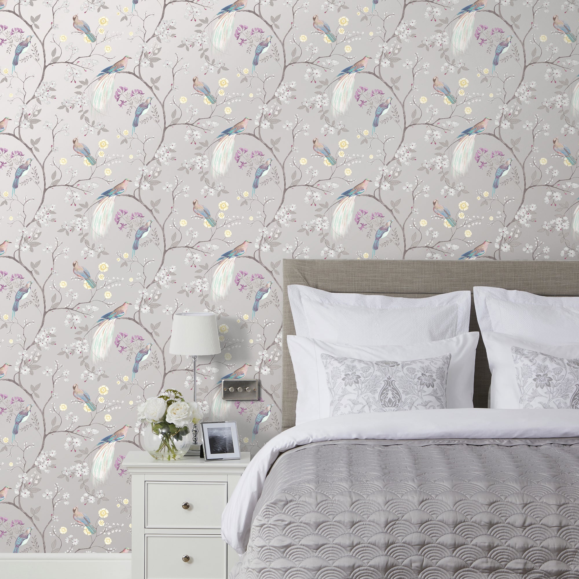 Dorma Maiya Grey Wallpaper | Dunelm