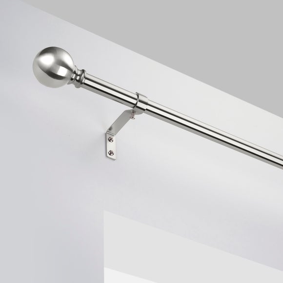 Ashton Chrome Extendable Eyelet Curtain Pole Kit Dia. 19mm Dunelm