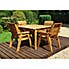 Charles Taylor 4 Seater Wooden Square Dining Set with Green Seat Pads and Parasol