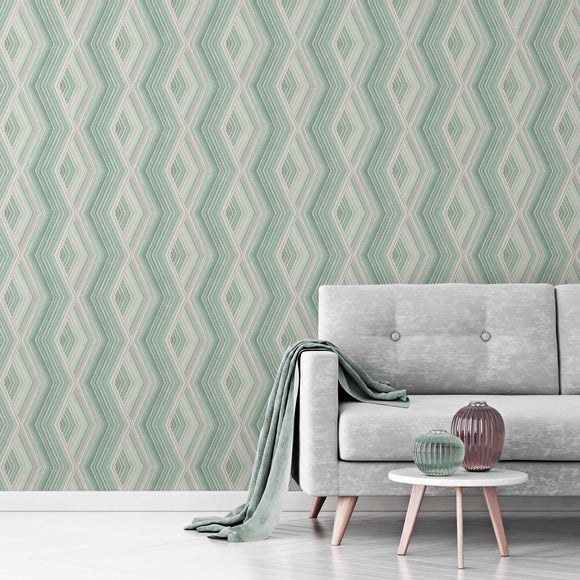 Aura Emerald Geometric Wallpaper Dunelm