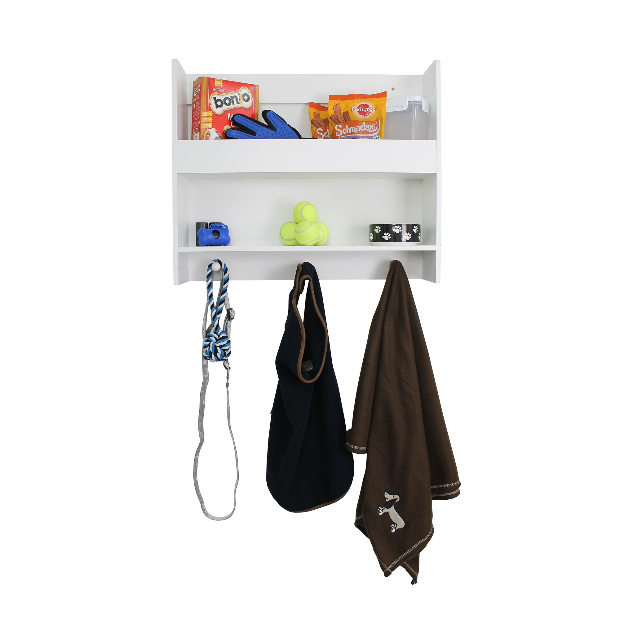 Wall Mounted Shelf With 3 Hooks | Dunelm