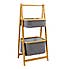 Grey Bamboo 2 Tier Storage Basket Ladder Grey