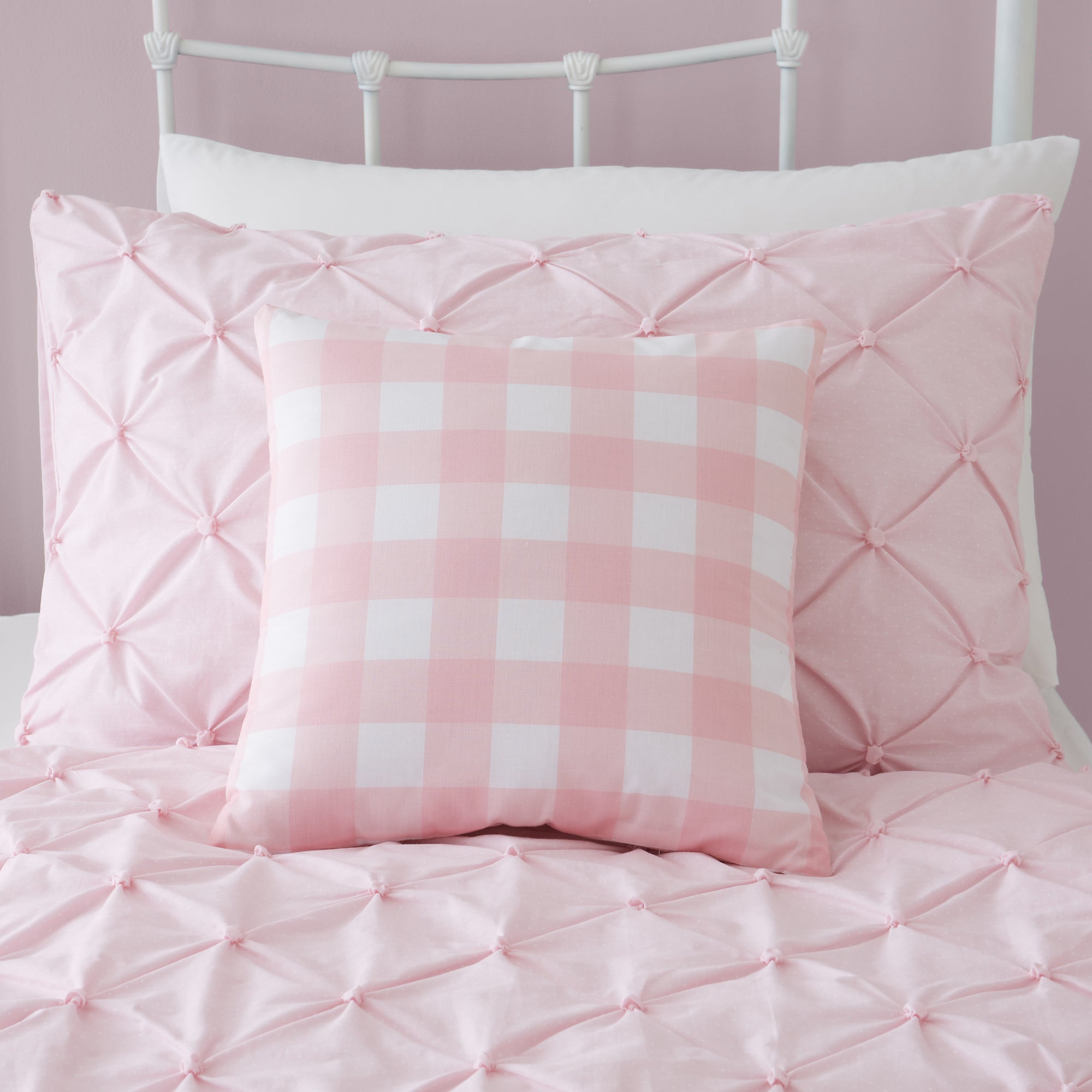 Pinchpleat Pink Polka Dot 100% Cotton Duvet Cover and Pillowcase Set